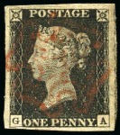 Stamp of Great Britain » 1840 1d Black and 1d Red plates 1a to 11 1840 1d Black group of 16 stamps incl. pl.1b (9), 