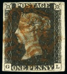 Stamp of Great Britain » 1840 1d Black and 1d Red plates 1a to 11 1840 1d Black group of 20 stamps, plated in pencil