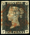 Stamp of Great Britain » 1840 1d Black and 1d Red plates 1a to 11 1840 1d Black group of 20 stamps, plated in pencil