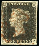 Stamp of Great Britain » 1840 1d Black and 1d Red plates 1a to 11 1840 1d Black group of 20 stamps, plated in pencil