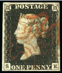 Stamp of Great Britain » 1840 1d Black and 1d Red plates 1a to 11 1840 1d Black group of 20 stamps, plated in pencil