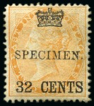 Stamp of Malaysia » Straits Settlements 1867 Crown Surcharge set of 9 with SPECIMEN (type 