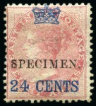 Stamp of Malaysia » Straits Settlements 1867 Crown Surcharge set of 9 with SPECIMEN (type 