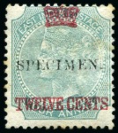 Stamp of Malaysia » Straits Settlements 1867 Crown Surcharge set of 9 with SPECIMEN (type 