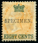 Stamp of Malaysia » Straits Settlements 1867 Crown Surcharge set of 9 with SPECIMEN (type 