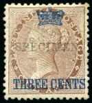 Stamp of Malaysia » Straits Settlements 1867 Crown Surcharge set of 9 with SPECIMEN (type 