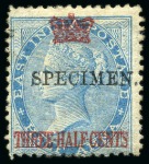 Stamp of Malaysia » Straits Settlements 1867 Crown Surcharge set of 9 with SPECIMEN (type 