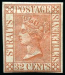 Stamp of Malaysia » Straits Settlements 1867-72 30c and 32c imperf. singles, mint hr, 30c 