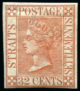 Stamp of Malaysia » Straits Settlements 1867-72 30c and 32c imperf. singles, mint hr, 30c 