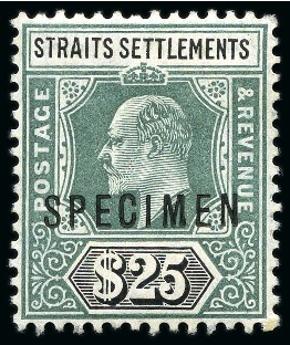 Stamp of Malaysia » Straits Settlements 1904-10 $25 Grey-Green & Black with SPECIMEN ovpt,