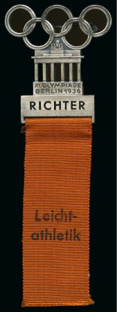 Stamp of Olympics » 1936 Berlin » Medals 1936 Berlin "RICHTER" (Judge) participation badge for