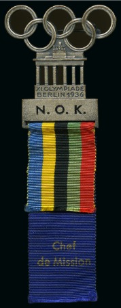 Stamp of Olympics » 1936 Berlin » Medals 1936 Berlin "N. O. K. / Chef de Mission" participation badge 