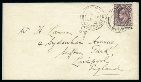 Stamp of Falkland Islands » Dependencies - South Georgia 1912 (Feb 14) "Lawson" envelope to England with 19