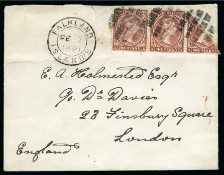 Stamp of Falkland Islands 1891 (Feb 12) Envelope to England with 1885 1d bro