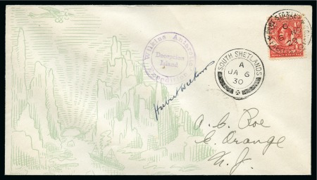 Stamp of Falkland Islands 1929 (Nov 6) Illustrated flight cover for the Wilk