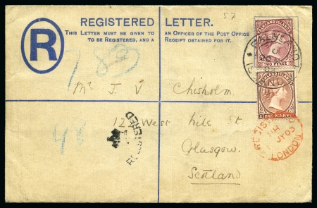 Stamp of Falkland Islands 1903 Formula registered envelope to Scotland with 