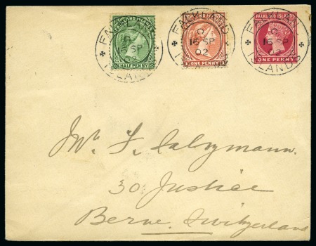 Stamp of Falkland Islands 1902 (Sep 16) 1d Postal stationery envelope to Swi