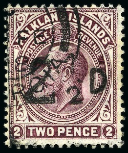 Stamp of Falkland Islands 1928 2 1/2d on 2d South Georgia provisional surcharge used