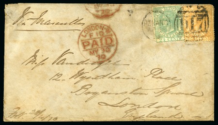 Stamp of Malaysia » Straits Settlements 1870 (Apr 28) Envelope from Penang to the UK with 