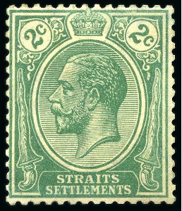 Stamp of Malaysia » Straits Settlements 1921-33 2c Green with wmk inverted and reversed, m