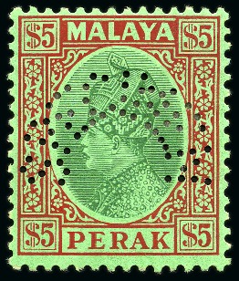 Stamp of Malaysia » Malaysian States » Perak 1935-37 1c to $5 SPECIMEN set of 15, mint hr, mostly