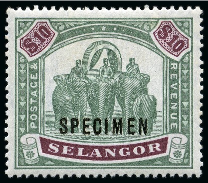 Stamp of Malaysia » Malaysian States » Selangor 1895-99 3c to $10 SPECIMEN set of 12, mint og, 50c