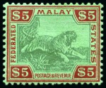 Stamp of Malaysia » Federated Malay States 1922-34 1c to $5 mint og set of 30 plus shades of 