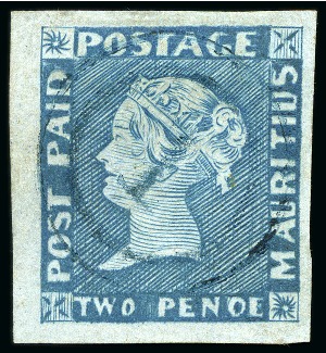 Stamp of Mauritius » 1848-59 Post Paid Issue » Intermediate Impressions (SG 10-15) 1848-59 Post Paid 2d blue, intermediate impression