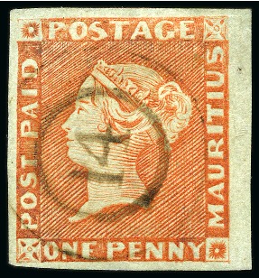 Stamp of Mauritius » 1848-59 Post Paid Issue » Intermediate Impressions (SG 10-15) 1848-59 Post Paid 1d vermilion intermediate used