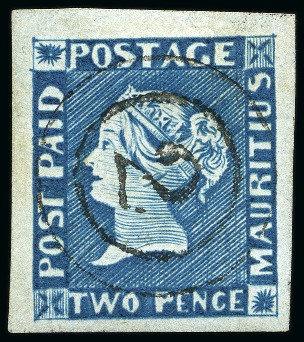 Stamp of Mauritius » 1848-59 Post Paid Issue » Intermediate Impressions (SG 10-15) 1848-59 Post Paid 2d deep blue, intermediate impre