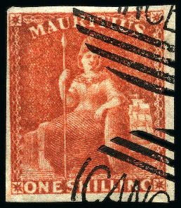 Stamp of Mauritius » 1858-62 Britannia Issues (SG 26-35) 1859-61 Britannia 1s vermilion Rowland Hill presen