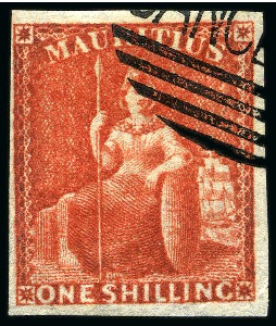 Stamp of Mauritius » 1858-62 Britannia Issues (SG 26-35) 1859-61 Britannia 1s vermilion Rowland Hill presen
