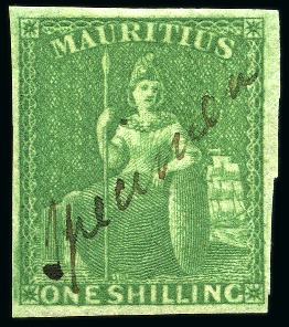 Stamp of Mauritius » 1858-62 Britannia Issues (SG 26-35) 1859-61 Britannia 1s specimen