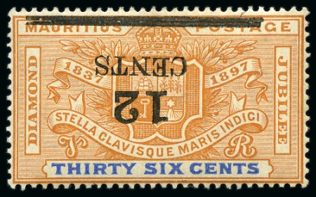 Stamp of Mauritius » Later Issues 1902 12c on 36c inverted surcharge