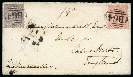 Stamp of Mauritius » Mauritius Used in Seychelles (B64) 1863-72 4d and 6d on cover to England