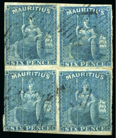 Stamp of Mauritius » 1858-62 Britannia Issues (SG 26-35) 1859-61 Britannia 6d block cancelled in Aden