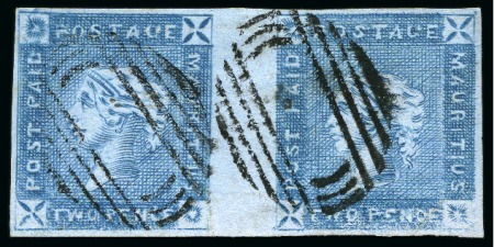 Stamp of Mauritius » 1859 Lapirot Issue » Early Impressions (SG 36-37) 1859 Lapirot 2d early impression used pair