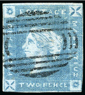 Stamp of Mauritius » 1859 Lapirot Issue » Early Impressions (SG 36-37) 1859 Lapirot 2d early impression used