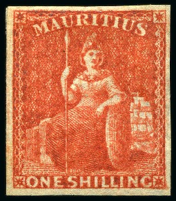 Stamp of Mauritius » 1858-62 Britannia Issues (SG 26-35) 1859-61 Britannia 1s vermilion unused