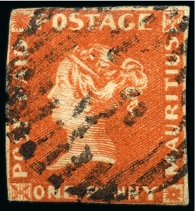 Stamp of Mauritius » 1848-59 Post Paid Issue » Earliest Impressions (SG 3-5) 1848-59 Post Paid 1d orange-vermilion earliest impression used