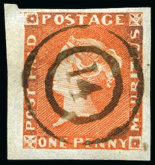 Stamp of Mauritius » 1848-59 Post Paid Issue » Early Impressions (SG 6-9) 1848-59 Post Paid 1d orange-vermilion early impression used