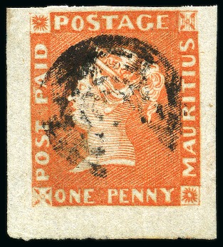 Stamp of Mauritius » 1848-59 Post Paid Issue » Early Impressions (SG 6-9) 1848-59 Post Paid 1d orange-vermilion early impression used