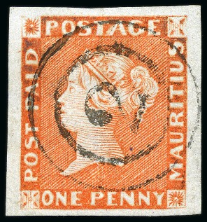 Stamp of Mauritius » 1848-59 Post Paid Issue » Early Impressions (SG 6-9) 1848-59 Post Paid 1d orange-vermilion early impression used