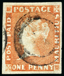 Stamp of Mauritius » 1848-59 Post Paid Issue » Intermediate Impressions (SG 10-15) 1848-59 Post Paid 1d intermediate impression, pos.9 used