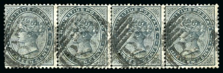 Stamp of Mauritius » Later Issues 1879-80 13c Slate used strip of four