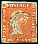 Stamp of Mauritius » 1848-59 Post Paid Issue » Early Impressions (SG 6-9) 1848-59 Post Paid 1d early impression used group