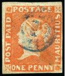 Stamp of Mauritius » 1848-59 Post Paid Issue » Early Impressions (SG 6-9) 1848-59 Post Paid 1d early impression used group