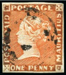 Stamp of Mauritius » 1848-59 Post Paid Issue » Early Impressions (SG 6-9) 1848-59 Post Paid 1d early impression used group