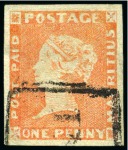 Stamp of Mauritius » 1848-59 Post Paid Issue » Early Impressions (SG 6-9) 1848-59 Post Paid 1d early impression used group