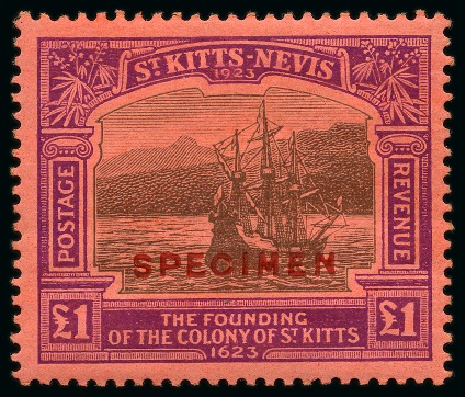 Stamp of St. Kitts-Nevis » St. Kitts-Nevis Crown Colony & Later 1923 Tercentenary 2s to £1 with SPECIMEN